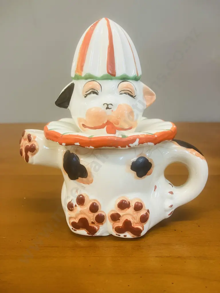 Antique Porcelain Bonzo Dog Juice Reamer c1920's - 1930's Japan. H14cm Image 1++