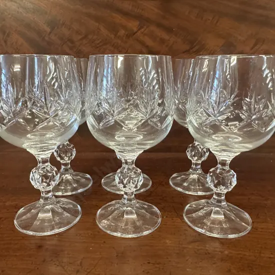 Set Of Six Crystal Wine Glasses