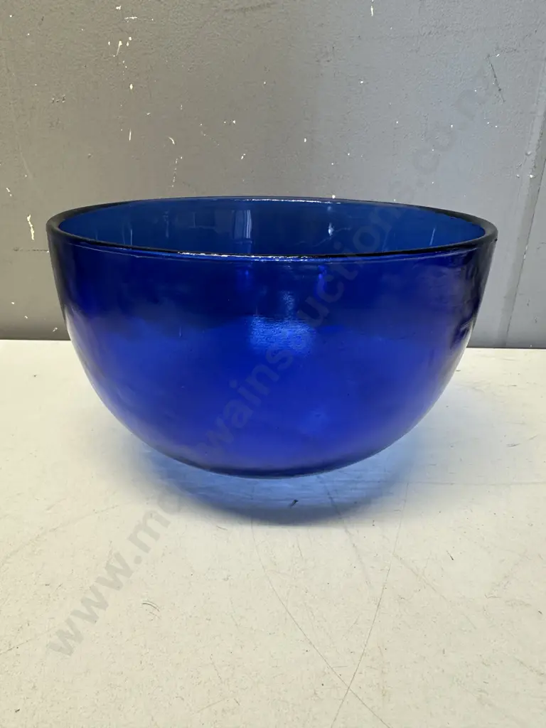 Deep Cobalt Blue Art Glass Bowl H14,Dia23cm. Image 1++
