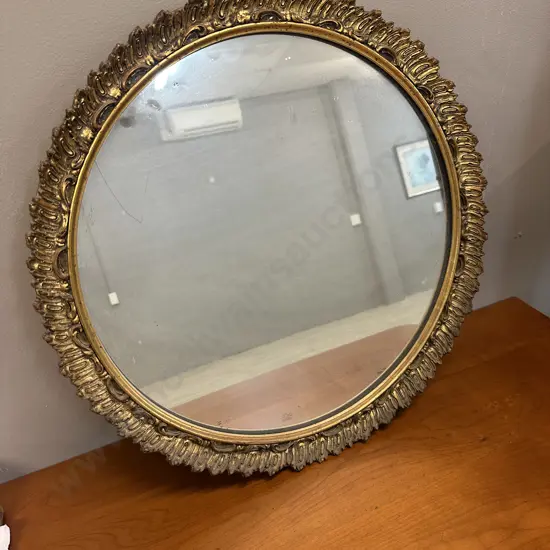 Vintage Round Ornate Gilt Mirror Dia53cm.