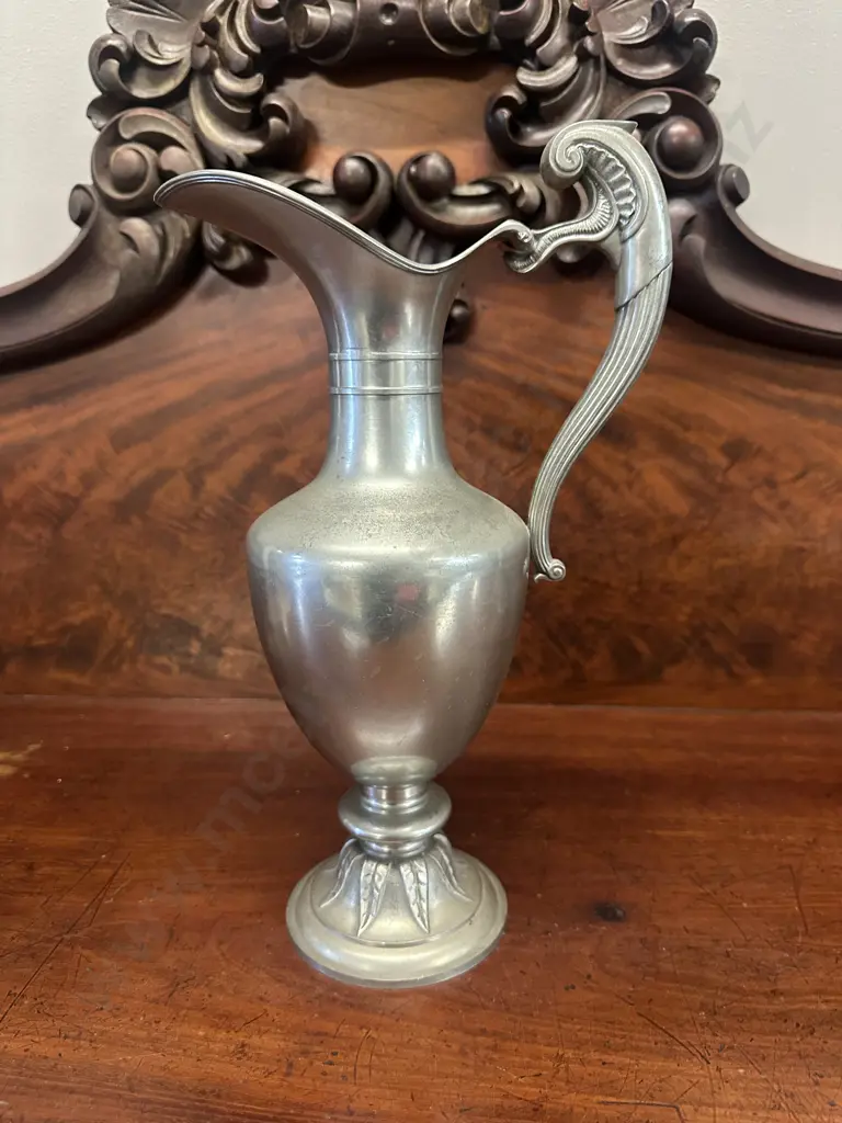 Vintage French Pewter Pitcher Ewer H32cm. Image 1++