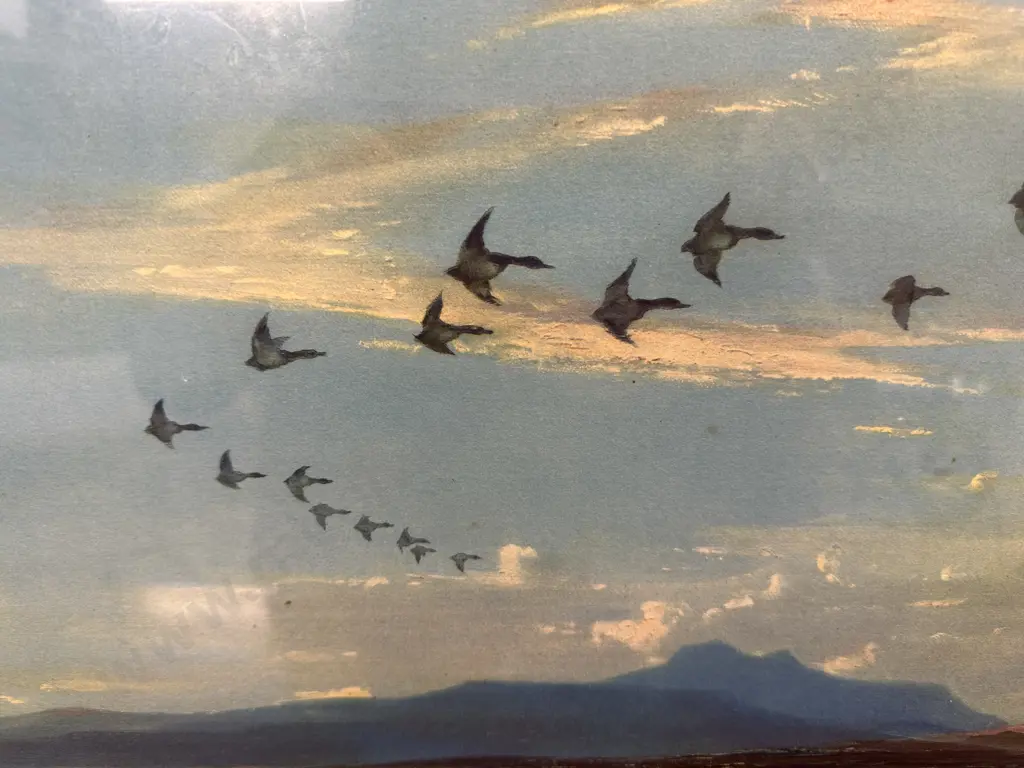 Vintage Vernon Ward Print "Flight Over Skye" 1941 Gilt Frame 47x61cm. Image 1++