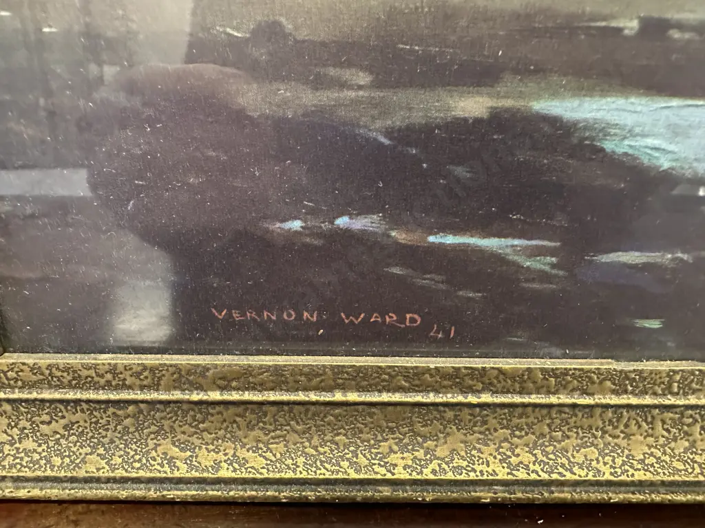 Vintage Vernon Ward Print "Flight Over Skye" 1941 Gilt Frame 47x61cm. Image 1++