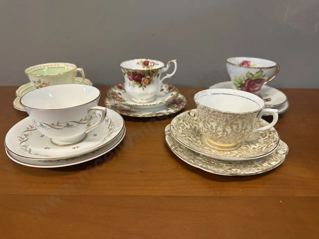 Selection Of Vintage Trios Including Royal Albert, Etc Image 1++