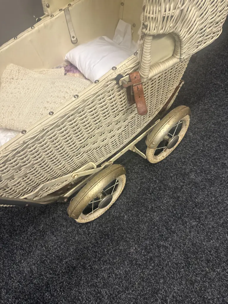 Vintage Perky Cane Pram With Linen Image 1++