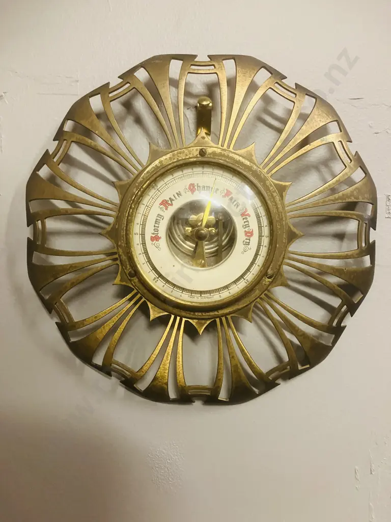 Antique Brass Barometer Made In Germany. Dia 16cm Image 1++