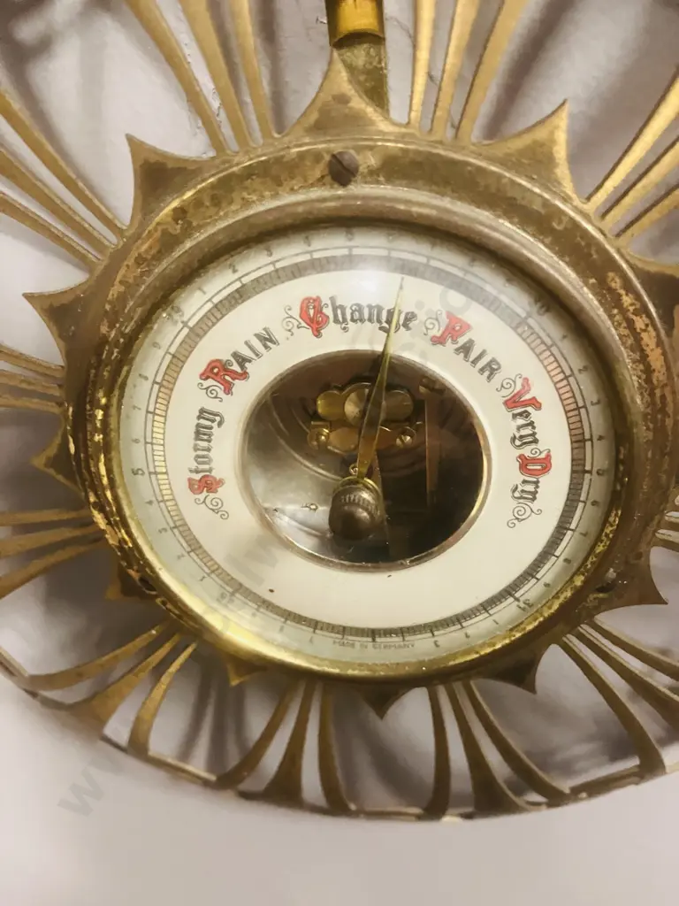 Antique Brass Barometer Made In Germany. Dia 16cm Image 1++
