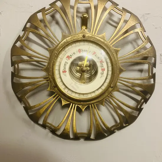 Antique Brass Barometer Made In Germany. Dia 16cm