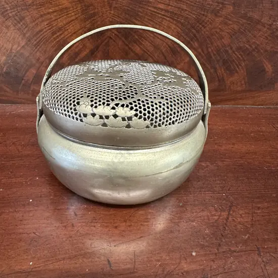 Antique Chinese Brass Hand Warmer/Incense Burner 