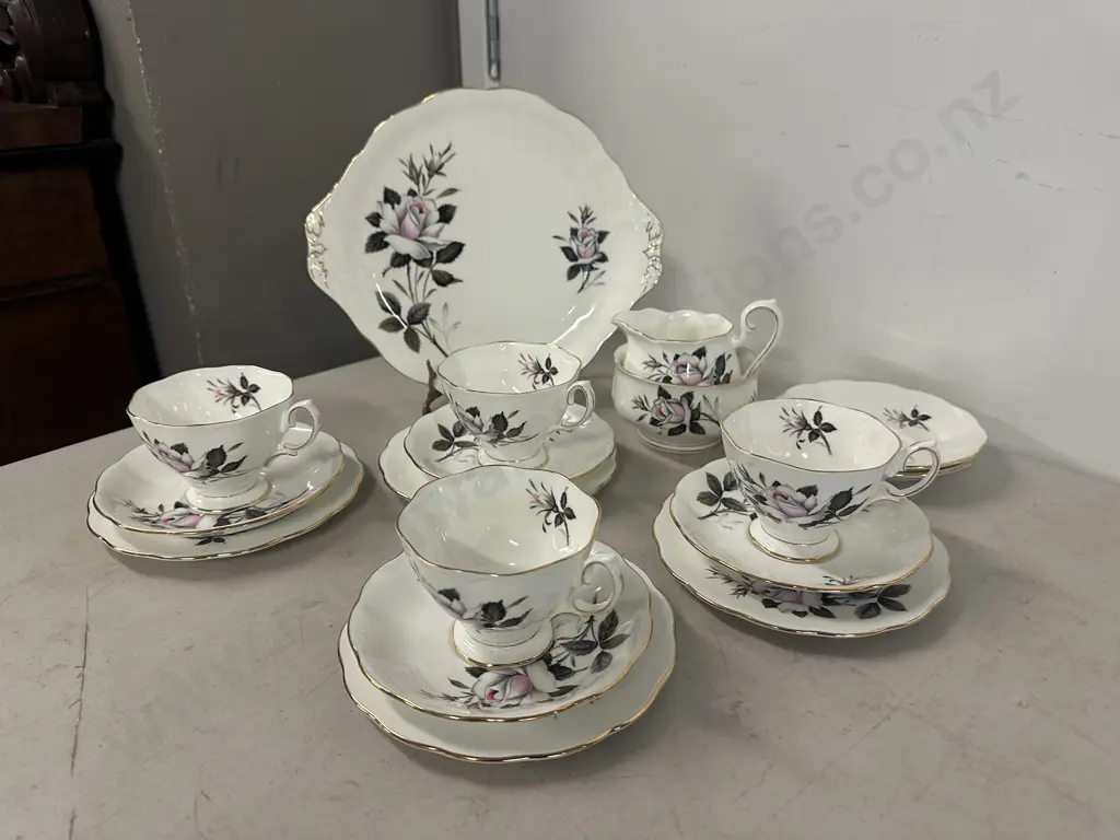 Royal Albert Teaware Including 4x Trios, Cake Plate, Creamer, Sugar Bowl, 2x Extra Saucers & Plates Image 1++