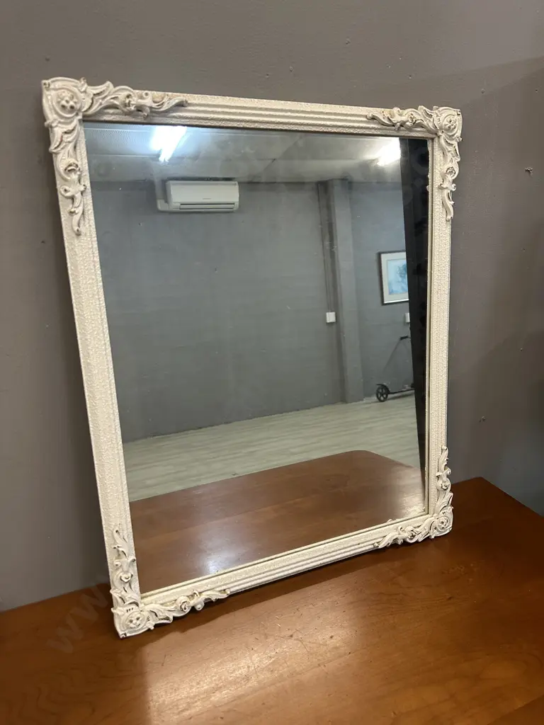 Vintage Rectangular Cream Ornate Mirror 63x51cm. Image 1++