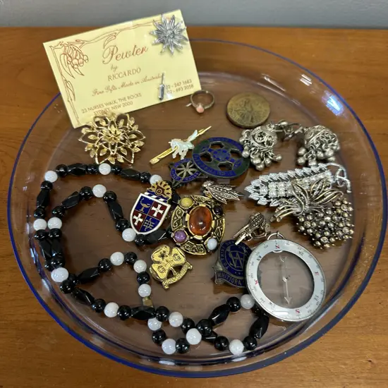 Selection Of Jewellery Items Including Badges Etc