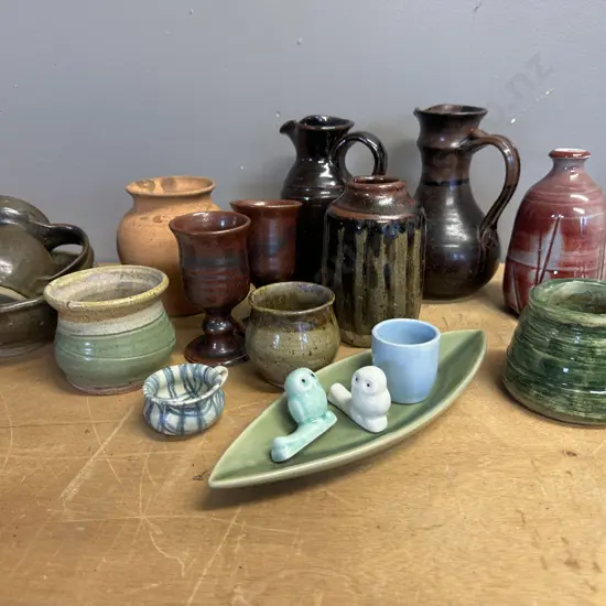 Selection Of Pottery Items Including Decanters, Goblets Etc