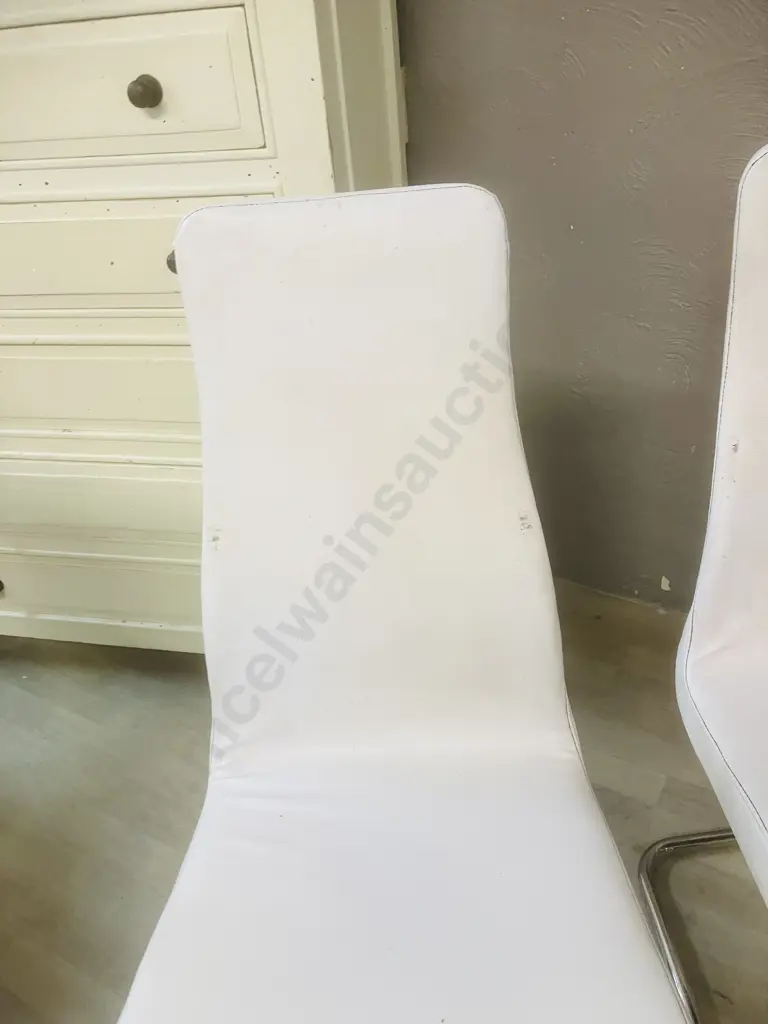 Set of Ten Italian Effezeta White Leather Effect Dining Chairs Image 1++