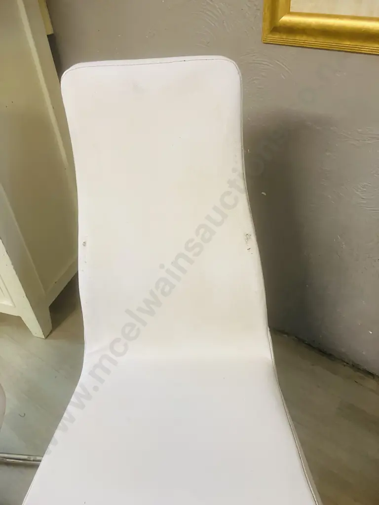 Set of Ten Italian Effezeta White Leather Effect Dining Chairs Image 1++