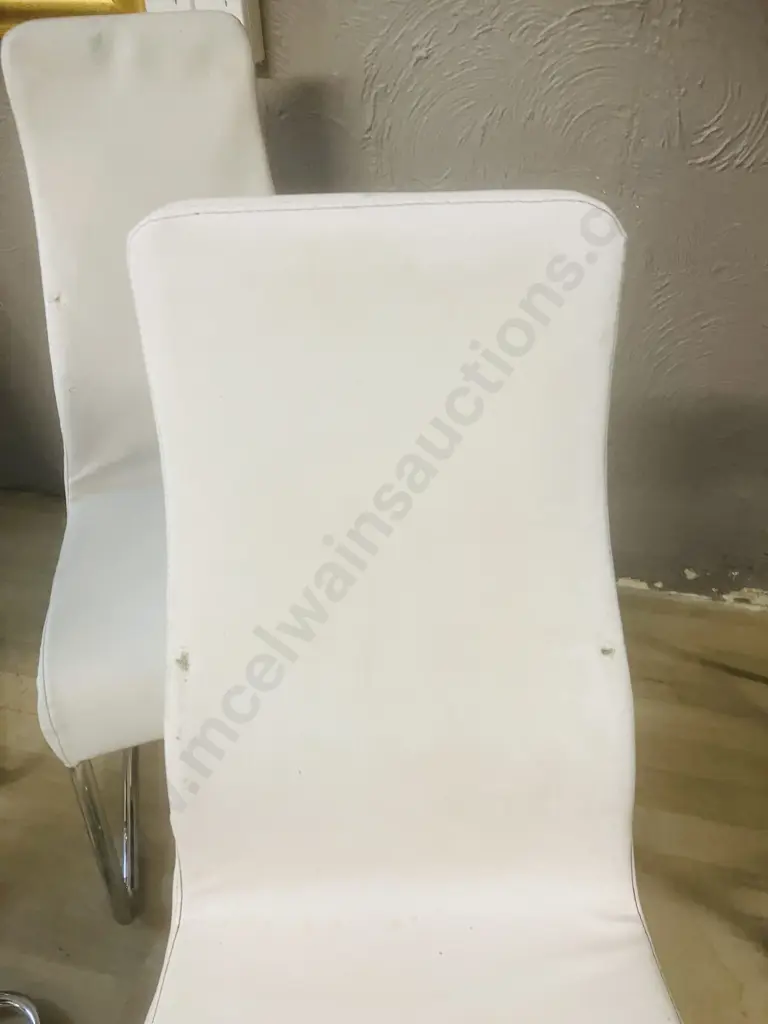 Set of Ten Italian Effezeta White Leather Effect Dining Chairs Image 1++