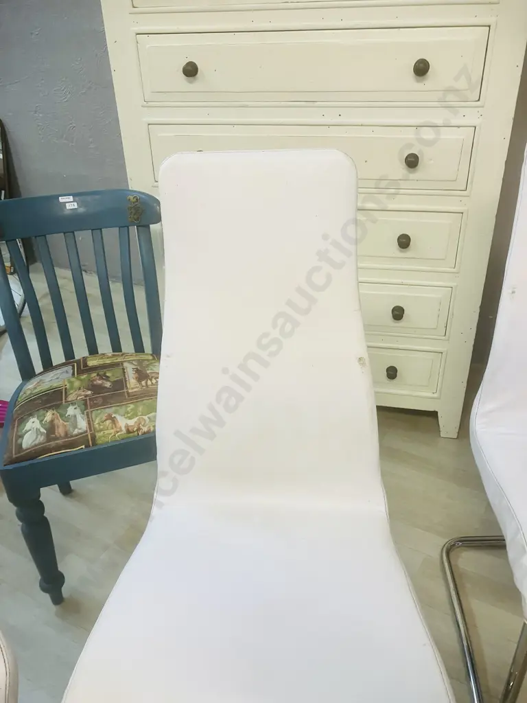 Set of Ten Italian Effezeta White Leather Effect Dining Chairs Image 1++