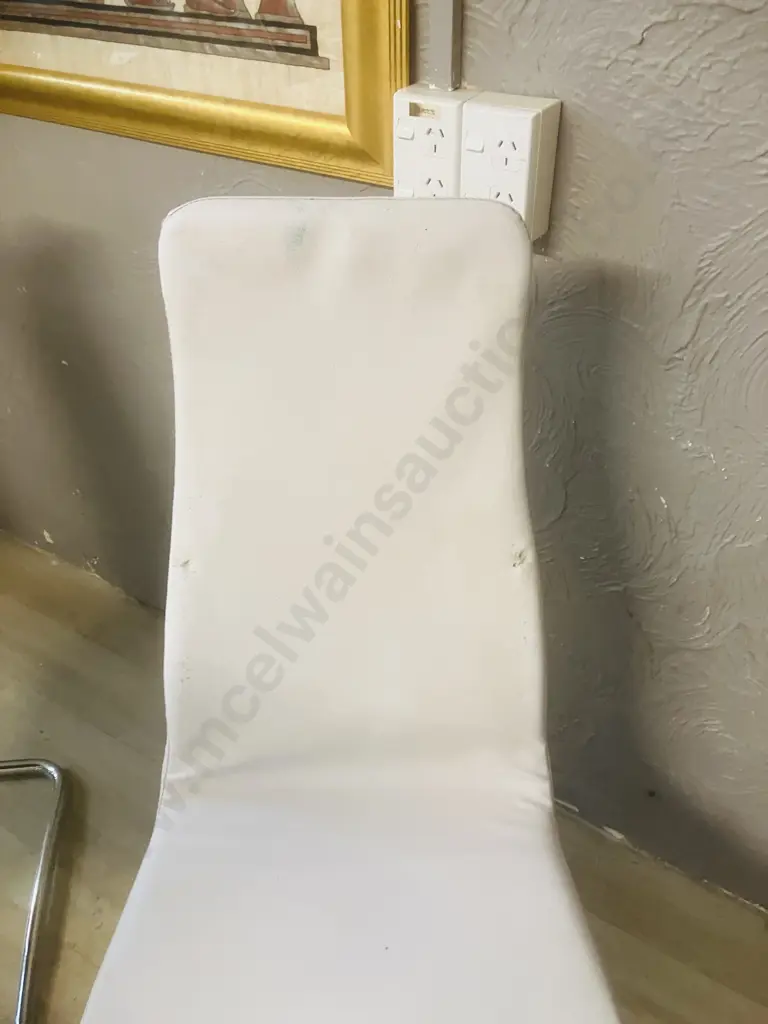 Set of Ten Italian Effezeta White Leather Effect Dining Chairs Image 1++