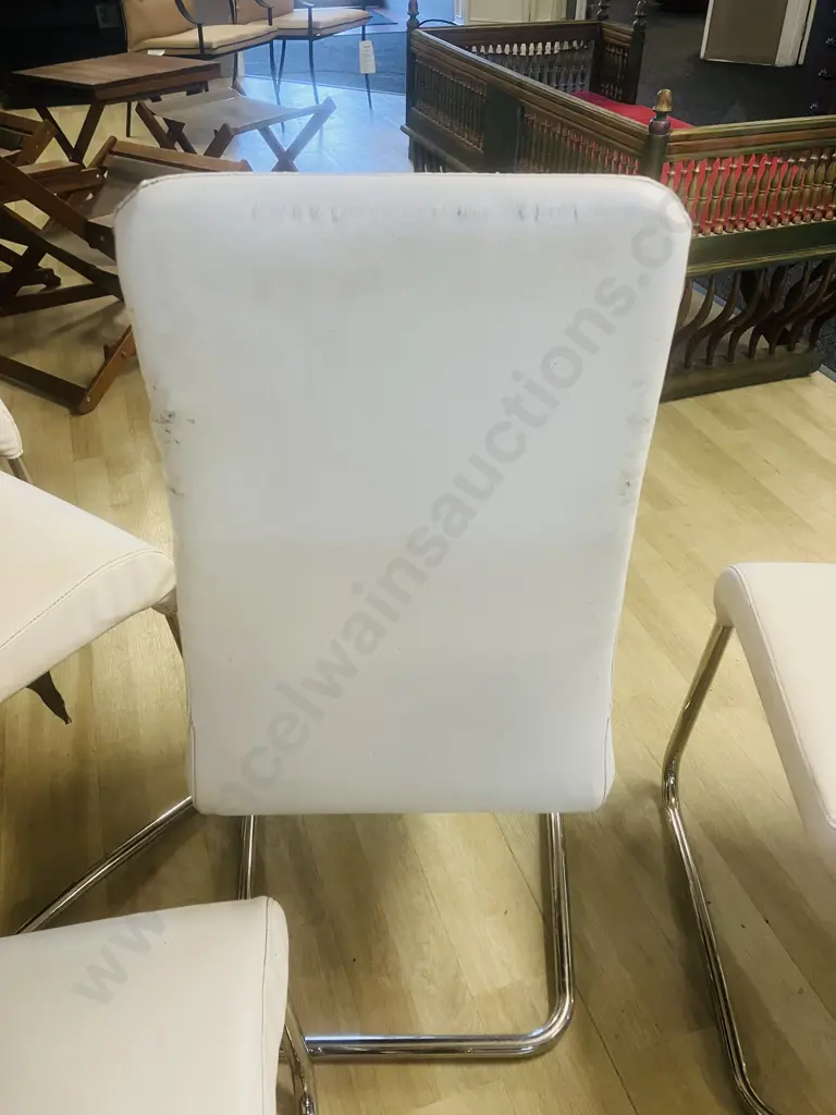Set of Ten Italian Effezeta White Leather Effect Dining Chairs Image 1++