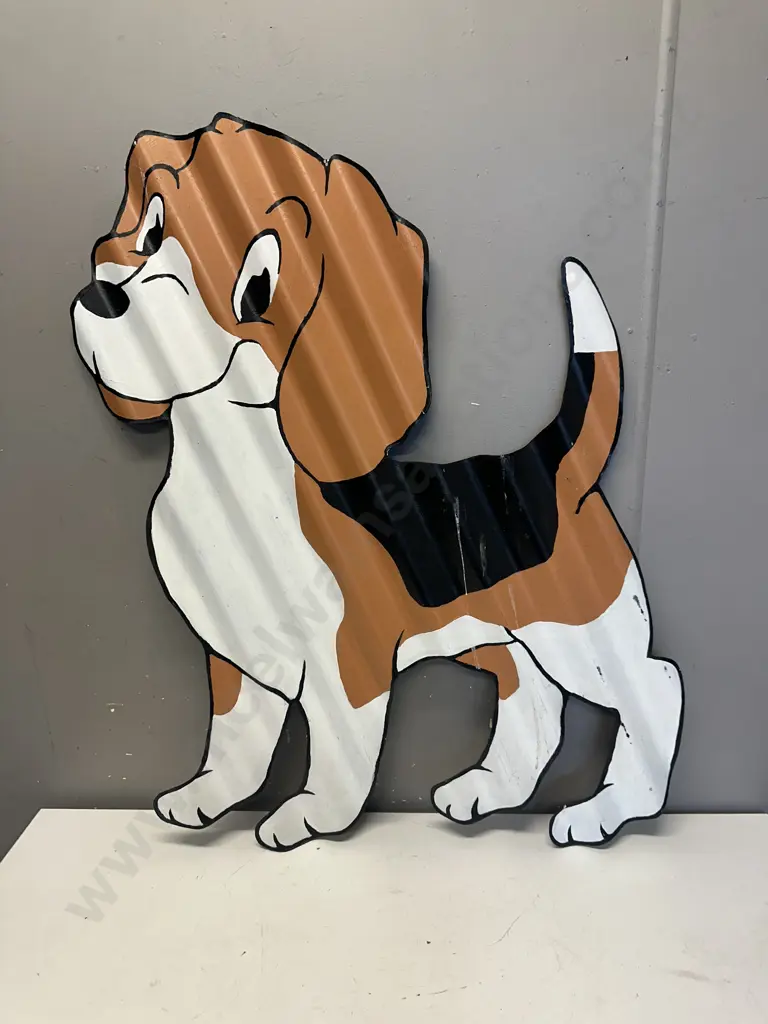 Corrugated Iron Artwork Puppy 100x70cm. Image 1++