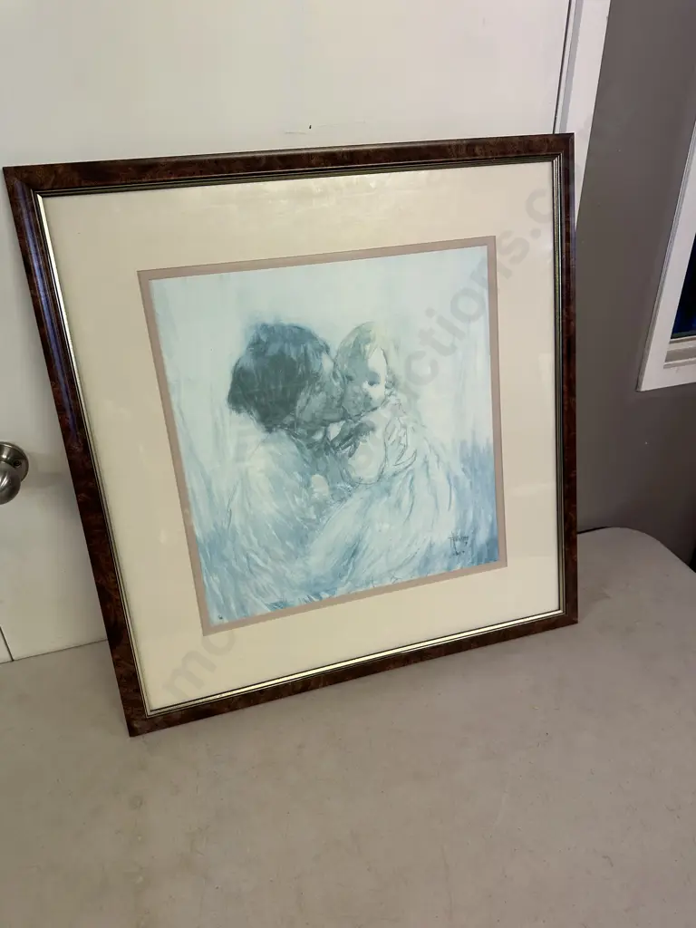 Frances Hodgins 'Woman & Child' Water Colour c1912 Framed Print 68 x67cm. Image 1++