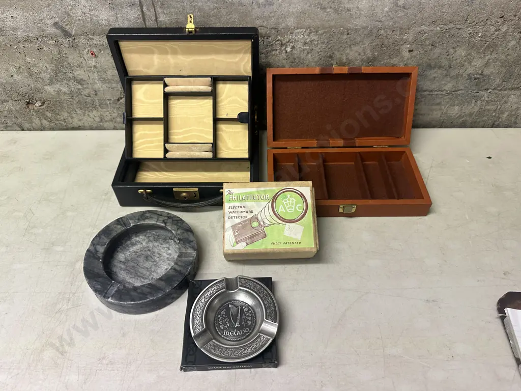 Vintage Items Including Pewter & Marble Ashtrays, Jewellery Box Etc Image 1++