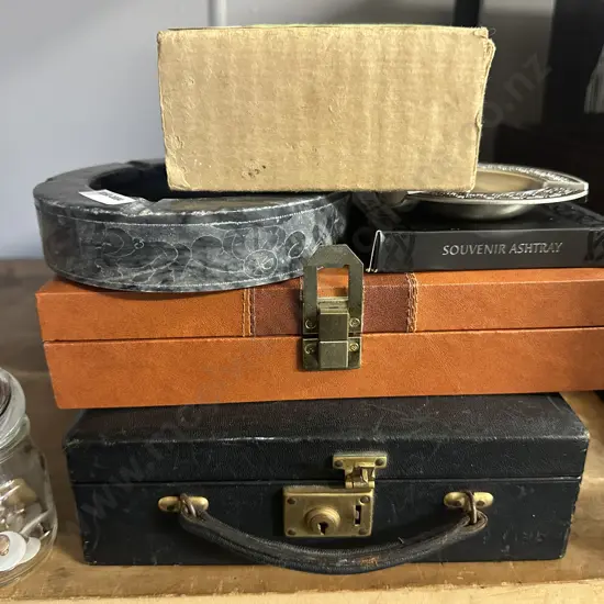 Vintage Items Including Pewter & Marble Ashtrays, Jewellery Box Etc