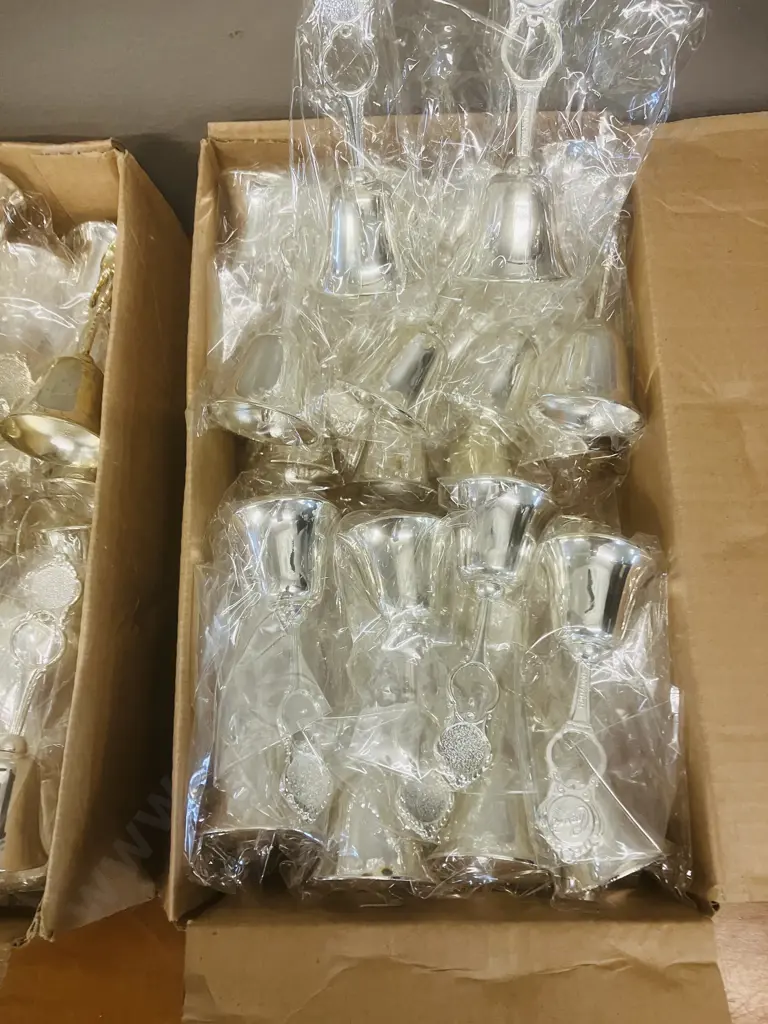 2 x Boxes of New Souvenir Blank Silver Colour Bells Image 1++