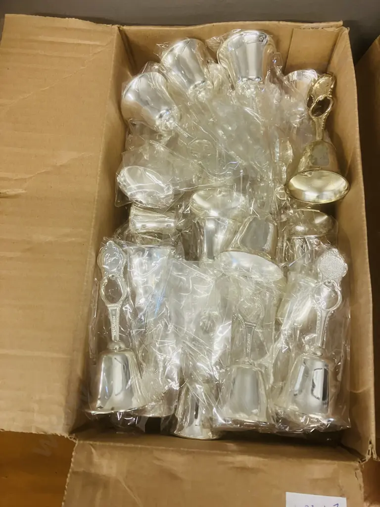 2 x Boxes of New Souvenir Blank Silver Colour Bells Image 1++