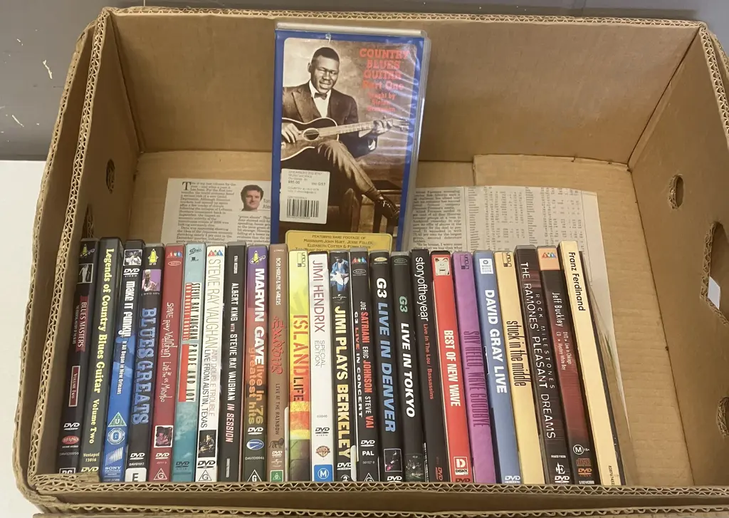 Music DVDs x 25 - Stevie Ray Vaughan, Bob Marley Etc With Grossman Country Blues Guitar VHS Image 1++