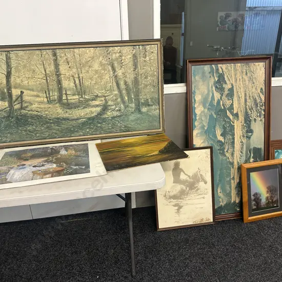 Harland Young "Country Road" Print & Assorted Vintage Art