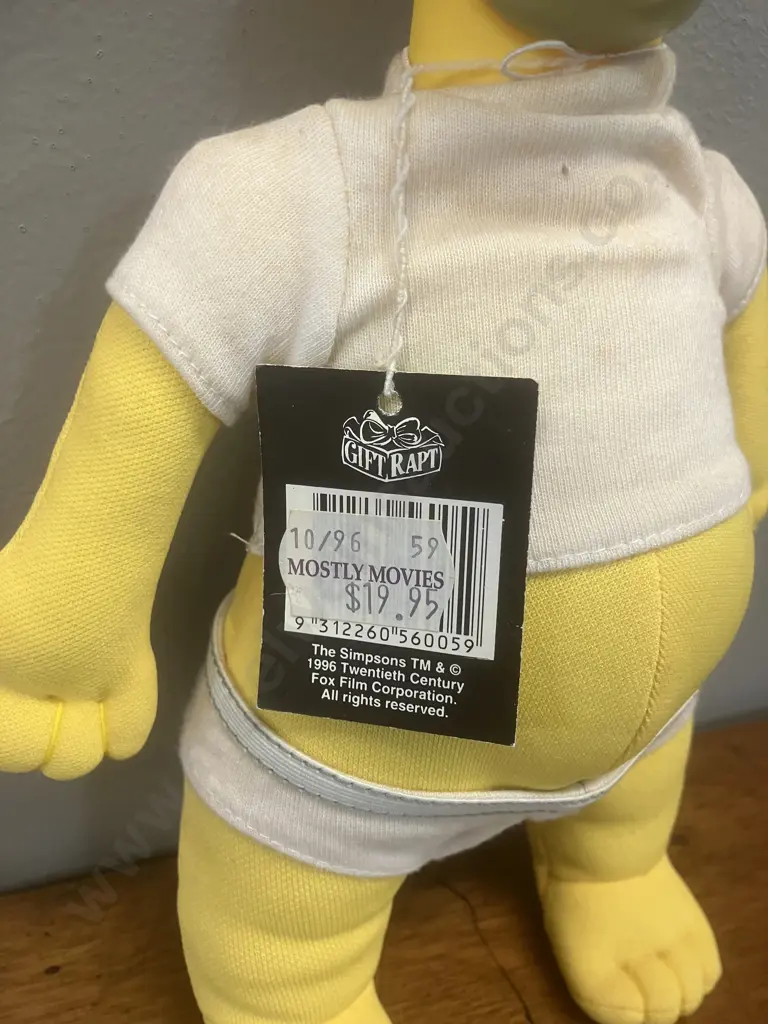 Vintage Simpsons Homer In Underwear With Tag - Rare Gift Rapt Figure 1996. H26cm Image 1++