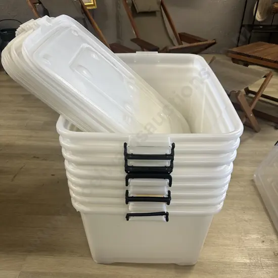 Large Clear Lidded Bins x8