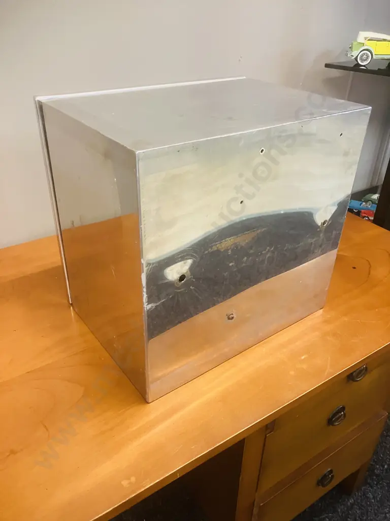 Stainless Steel Storage Box / Cupboard, Handle & Hinged Door. H33 W35 D26cm Image 1++