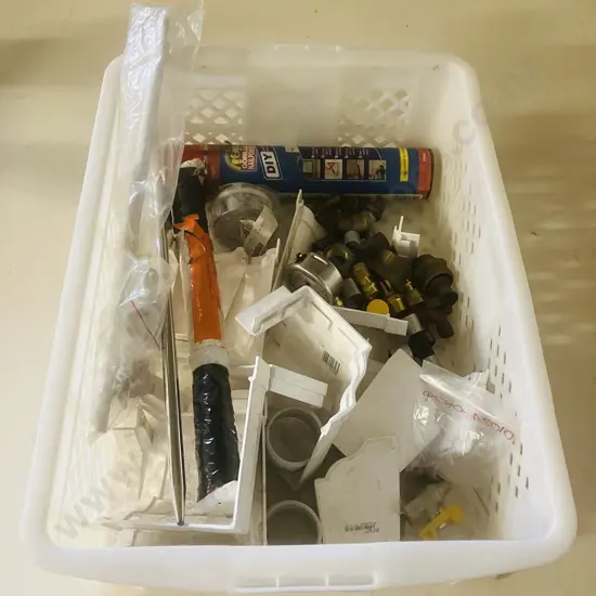 White Bin Of Sundries Including Gorilla Nail Power Etc 