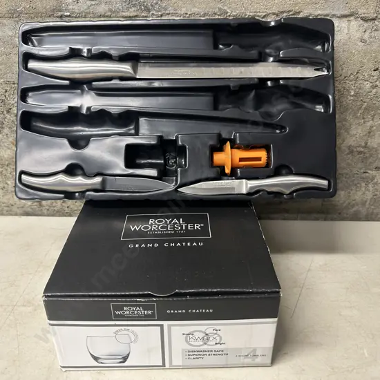 Royal Worcester Grand Chateau x4 Tumblers & Forever Sharp Knives