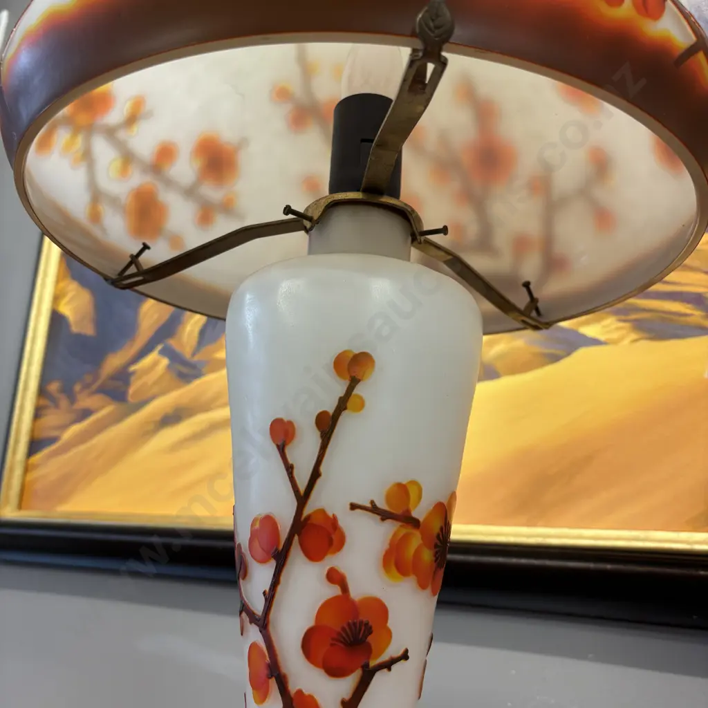 Emile Galle (French, 1846-1904) Table Lamp Cameo Glass Signed Galle In Cameo Image 1++