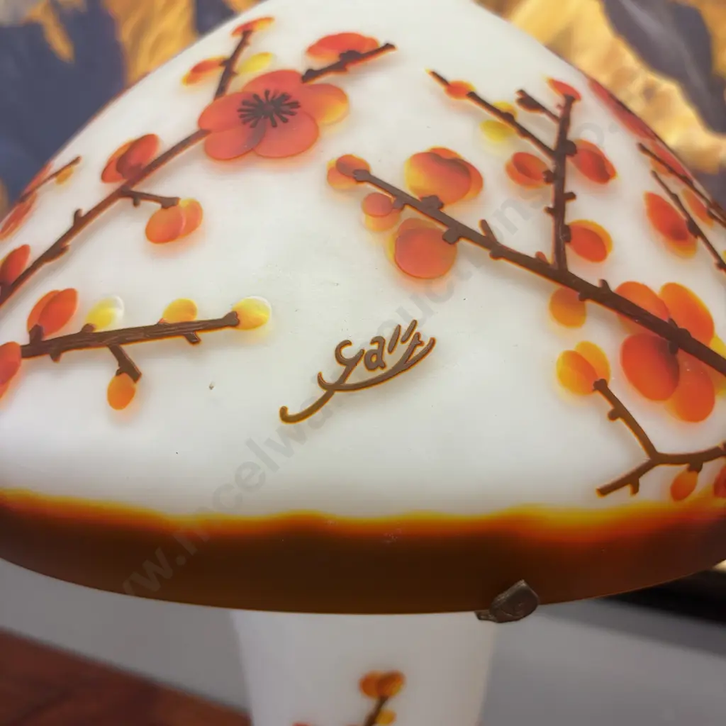 Emile Galle (French, 1846-1904) Table Lamp Cameo Glass Signed Galle In Cameo Image 1++