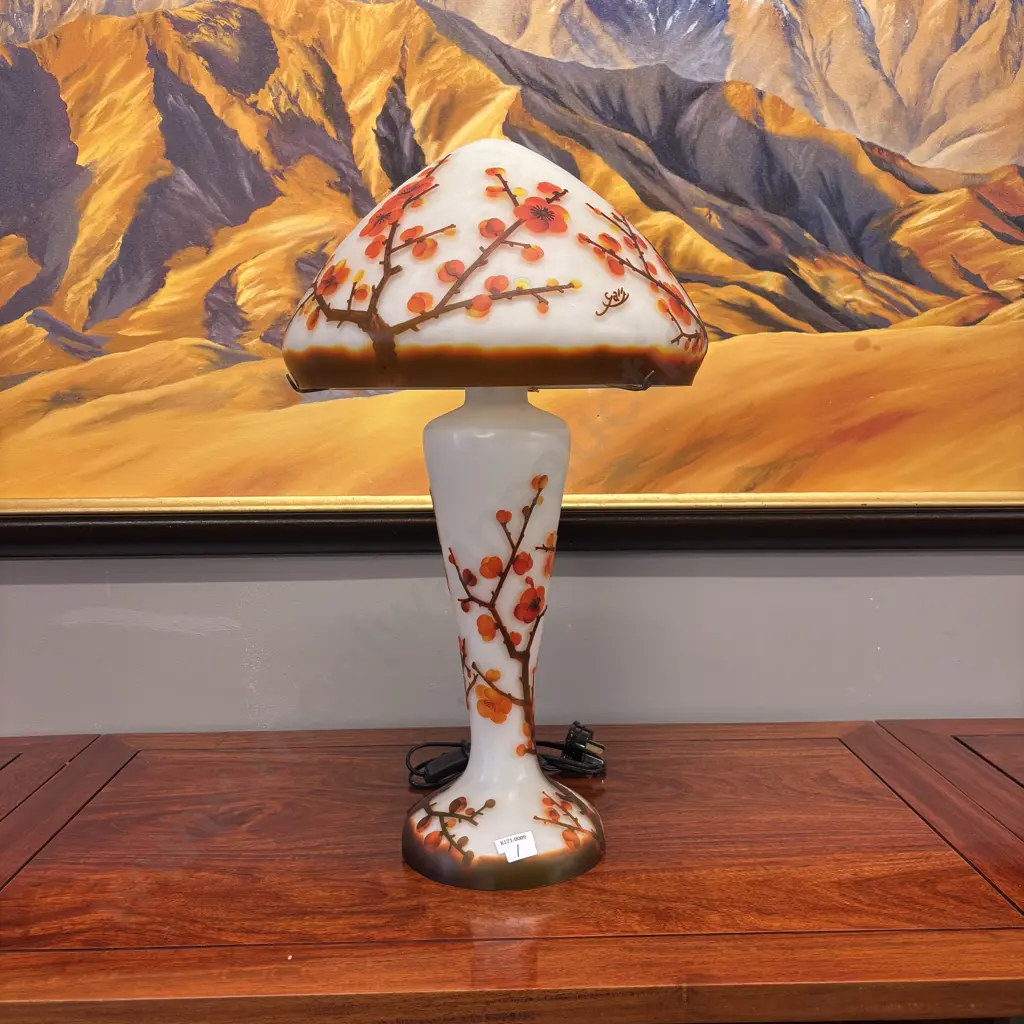 Emile Galle (French, 1846-1904) Table Lamp Cameo Glass Signed Galle In Cameo Image 1++