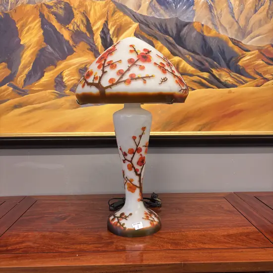 Emile Galle (French, 1846-1904) Table Lamp Cameo Glass Signed Galle In Cameo