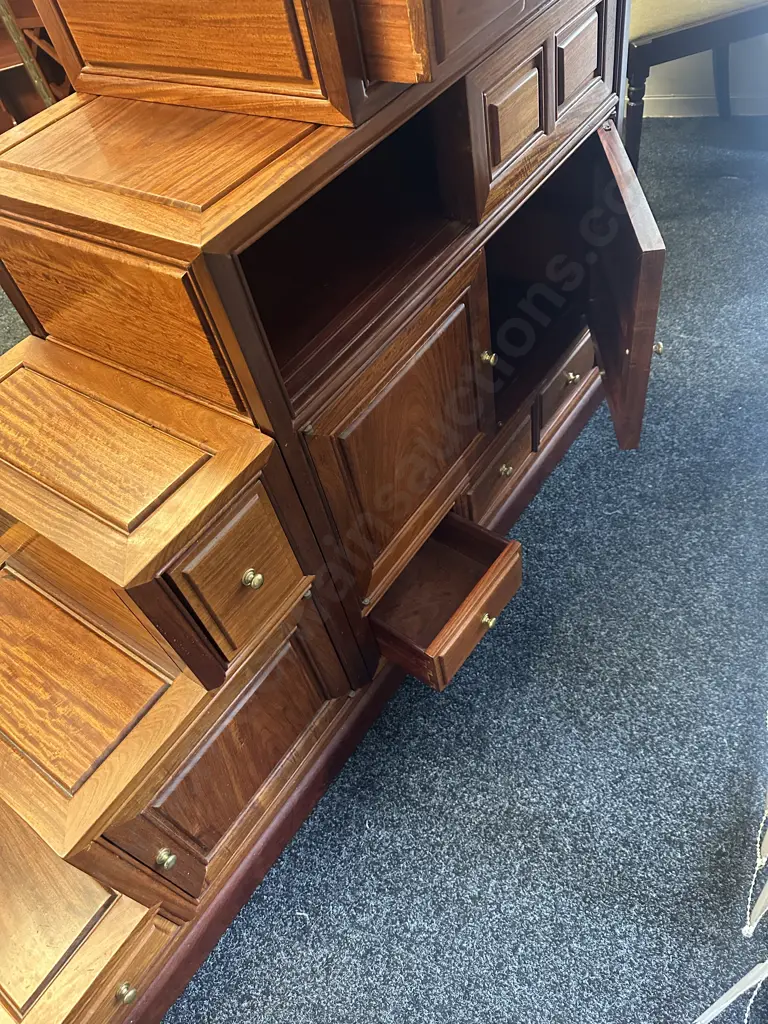 Kaidan Tansu Rosewood Step Chest 3 Sections,14 Drawers,12 Doors Including Sliding With Brass Knobs H144,W147,D45cm. Image 1++