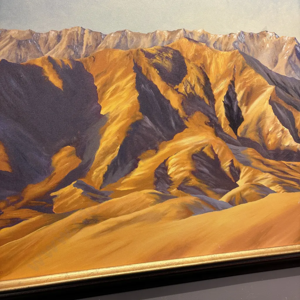 Sunlit Mountain Range Original Acrylic Painting By J.G Dykstra 90x164cm. Image 1++