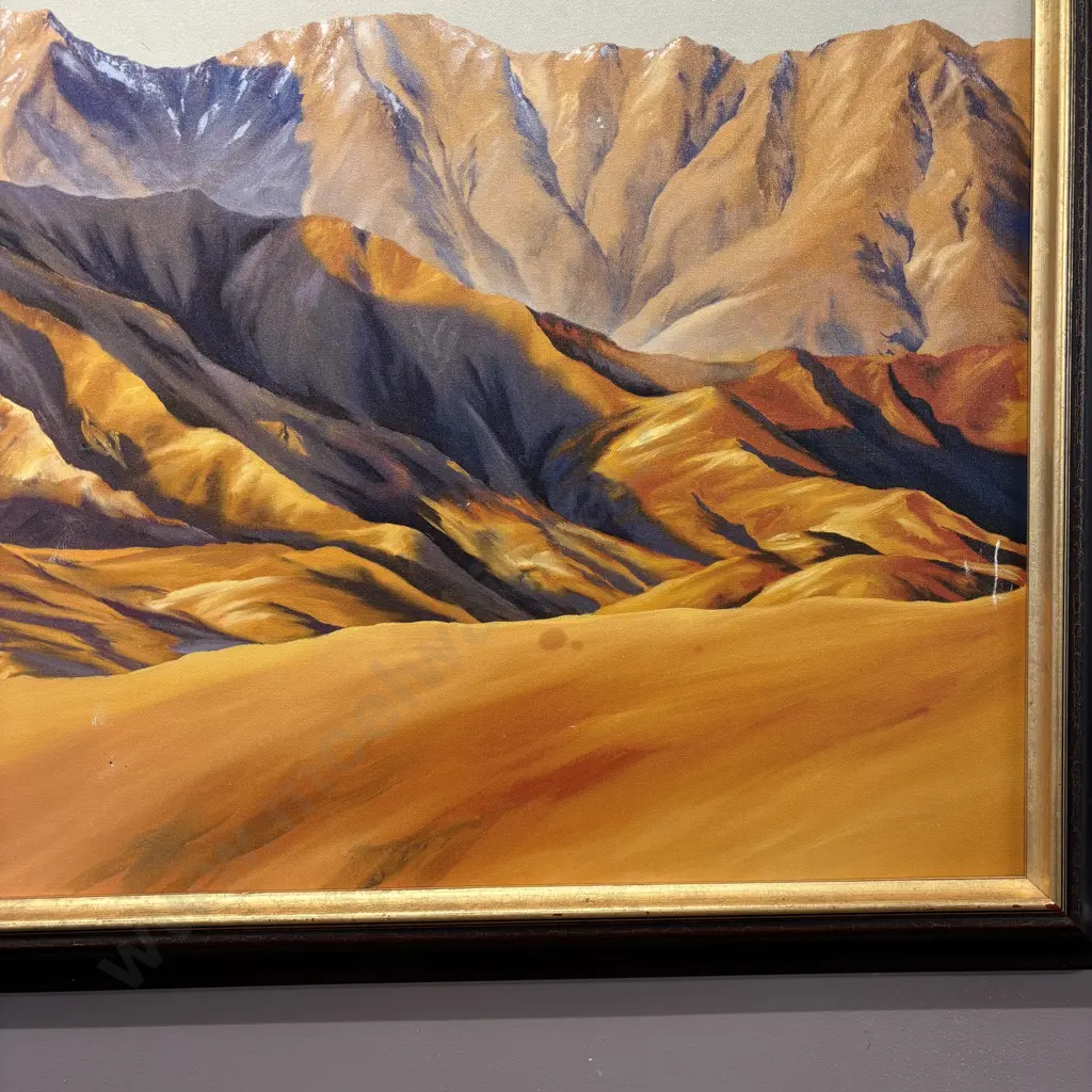 Sunlit Mountain Range Original Acrylic Painting By J.G Dykstra 90x164cm. Image 1++