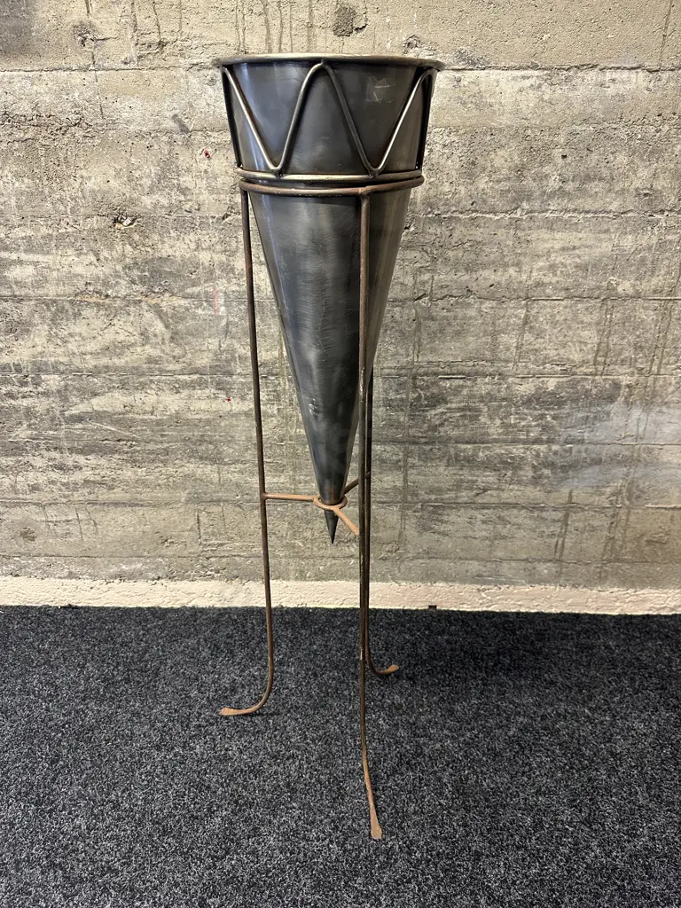 Metal Conical Shape Vase In Stand H100cm. Image 1++
