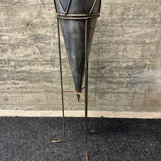 Metal Conical Shape Vase In Stand H100cm.