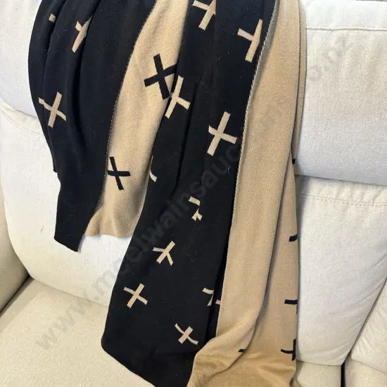 Mulberi Throw Beige With Black Crosses