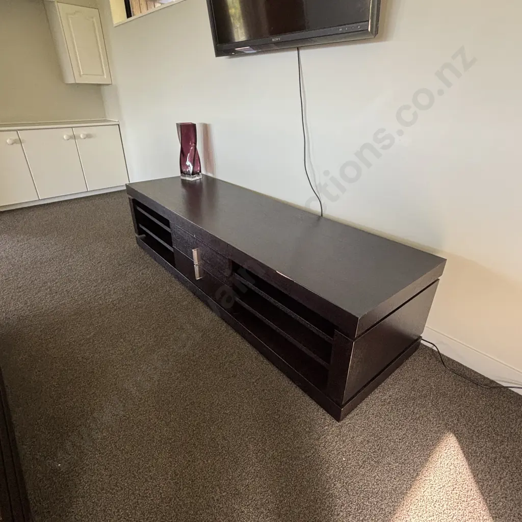 Large TV Unit - Chocolate Brown Colour, 2 Drawers, 4 Adjustable Shelves. H51.5 W200 D60cm Image 1++