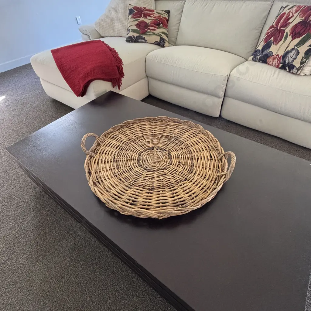 Large Two handled Cane Tray Image 1++