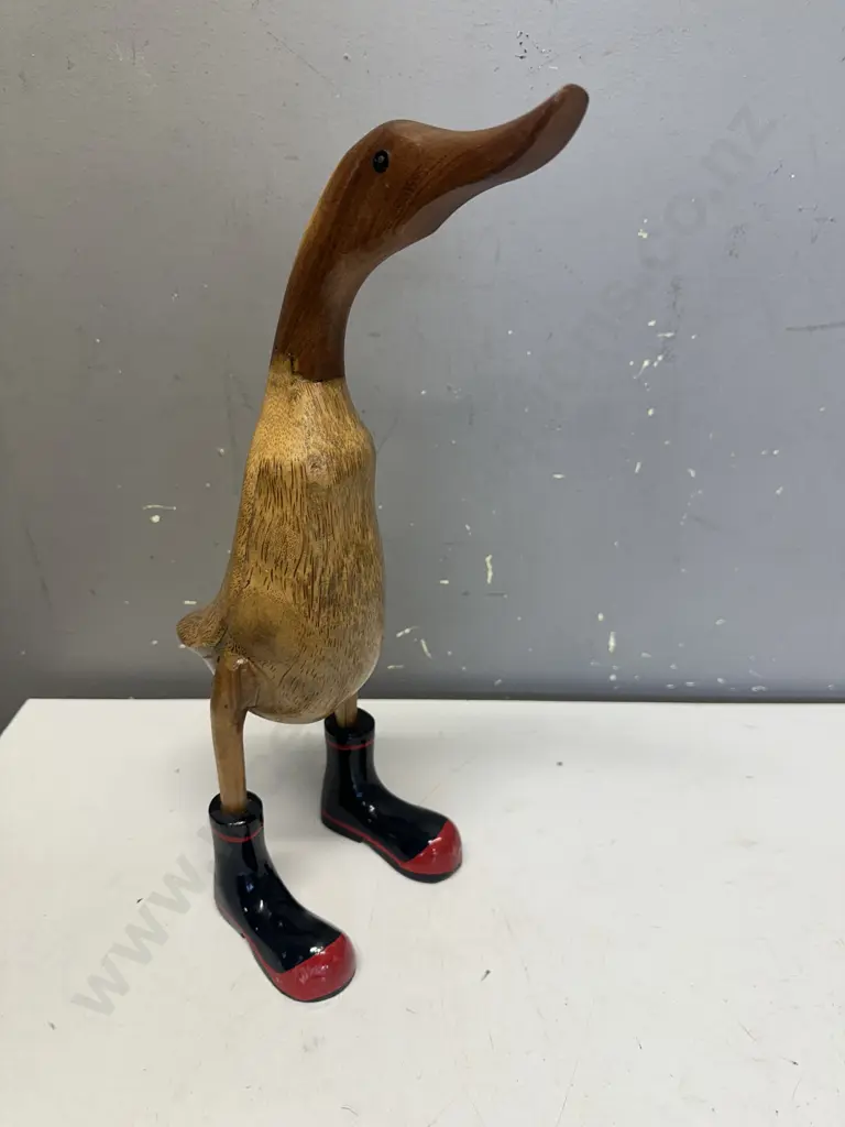 Wooden Duck In Gumboots H39cm. Image 1++
