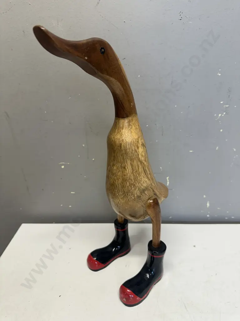 Wooden Duck In Gumboots H39cm. Image 1++